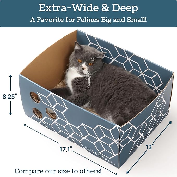 Heavy Duty Cardboard Cat Scratch Box with Refillable Double-Sided Cat Scratcher Pad for Indoor Cats
