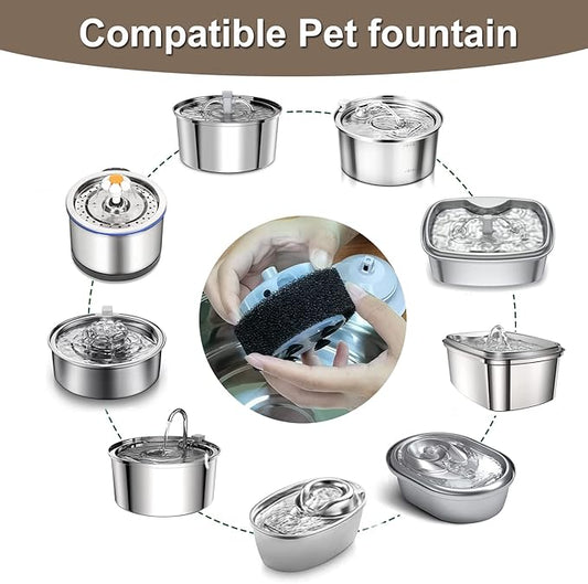 Cat Water Fountain Filter, Multiple Filtration Pet Water Fountain Replacement Filter,4 or 8 Packs of Cotton Activated Carbon Cat Fountain Filter(Sponge 4 Pack)