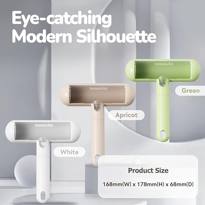 Reusable Pet Hair Remover - Lint Roller for Dog & Cat Fur - for Furniture, Carpet, Clothing - Detachable Handle (Green)