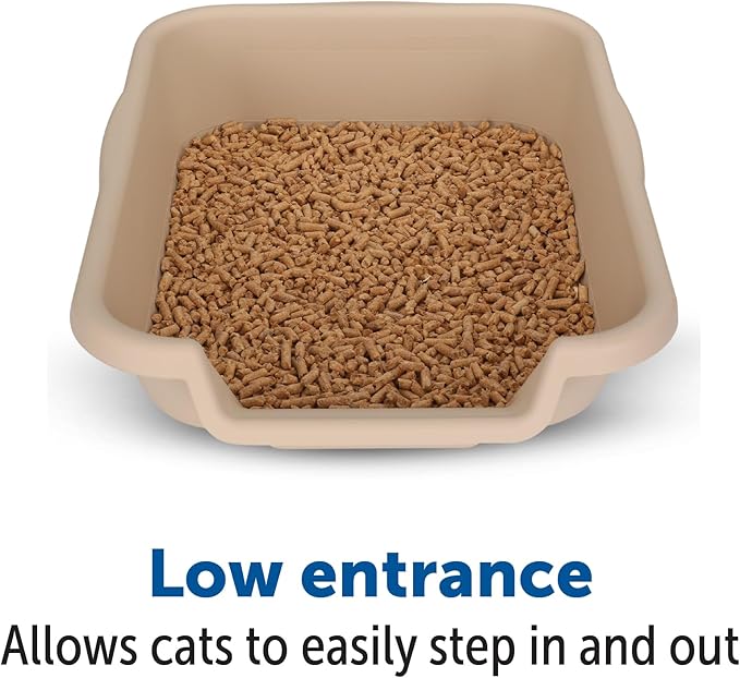 KittyGoHere Senior Cat Litter Box 1 Pack, Small Beach Sand Low Entrance Kitty Litter Box, Sized for Cats Comfort, Perfect for Senior and Arthritic Cats, Made in USA – Includes Long-Handle Jumbo Scoop