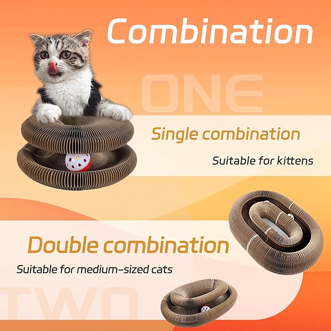 2 Pcs Kitty Kurlz cat Toy Magic Organ Cat Scratching Board Toy Kitty curlz Foldable Accordion Cats Toy (2pcs)