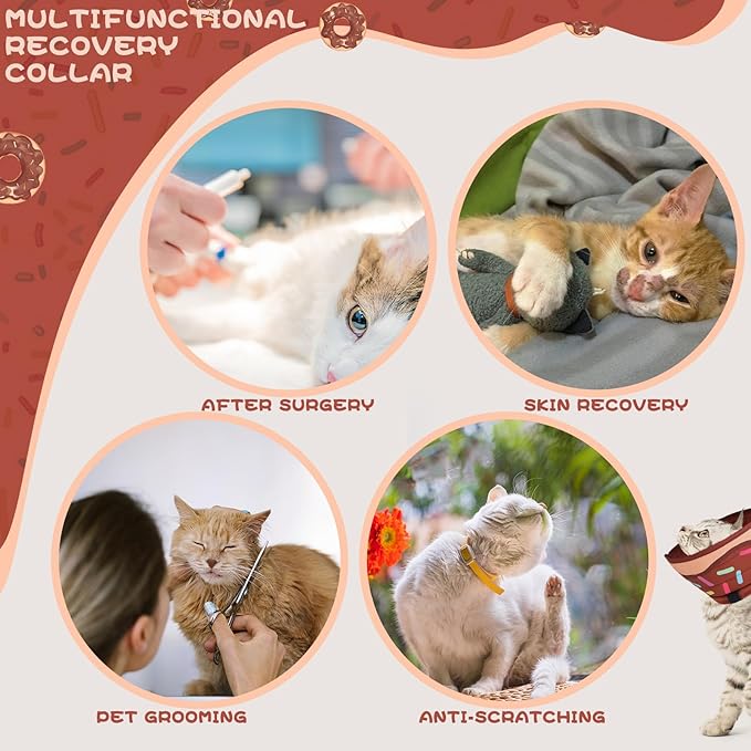 EXPAWLORER Cat Recovery Cone Collar- Soft Adjustable Pet Collar for After Surgery, Waterproof Elizabethan Protective Collar, Stop Licking Donut for Small Medium Kittens