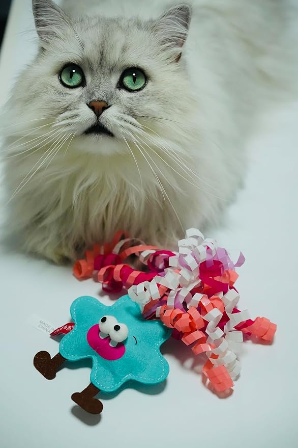 ROHOME Catnip Toys for Cat,Kitten Chew Teeth Cleaning Toy,Interactive Plush Toys for Swatting and Playing，Curly-haired Figure Cat Toy (Green)