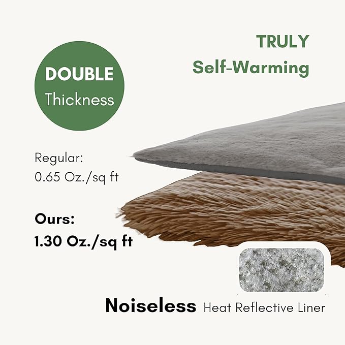 Self Warming Mat, 24''*20'' Non-Skid Thermal Pet Mat, Washable Outdoor Insulation for Cat House, Carrier Cat Bed, Brown