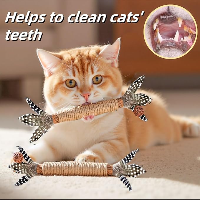 Cat Toys,14Pack Silvervine Cat Feather Toy Kitten Chew Stick Catnip Treat with Bell for Cleaning Teeth Indoor Kitty Teaser Wand Molar Snack Interactive Pet Rabbit Bunny Hamster Guinea Pig