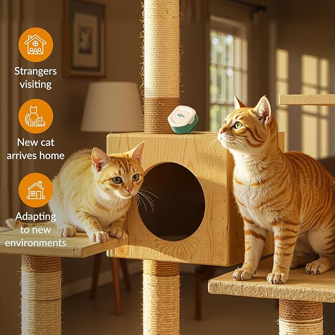 Cat Calming Diffuser – for Travel, Car & Home Use, Pheromone Diffuser for Cats & Kittens to Reduce Anxiety and Stress, No Electricity Needed, Long-Lasting Calming Support (1 Pack)