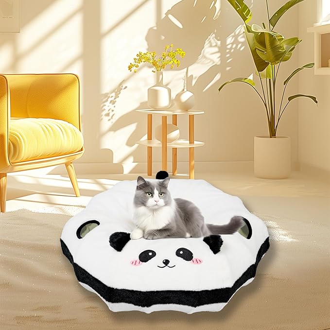 Cat Tunnel Bed for Indoor Cats - Cute Cat Donut with Washable Circle Cushion, Round Pet Play Tunnel Toy,Peekaboo for Kitten, Puppy, Rabbit, Ferret(Panda)