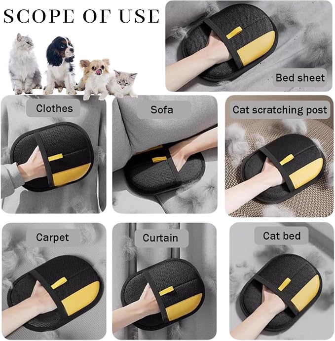 Magic Brush Pet Hair, Newly Upgraded Reusable Electrostatic Pet Hair Remover Glove, Pet Hair Removal Glove for Dogs & Cats, Clothing, Couch, Carpet, Car Seat (1 Pcs)