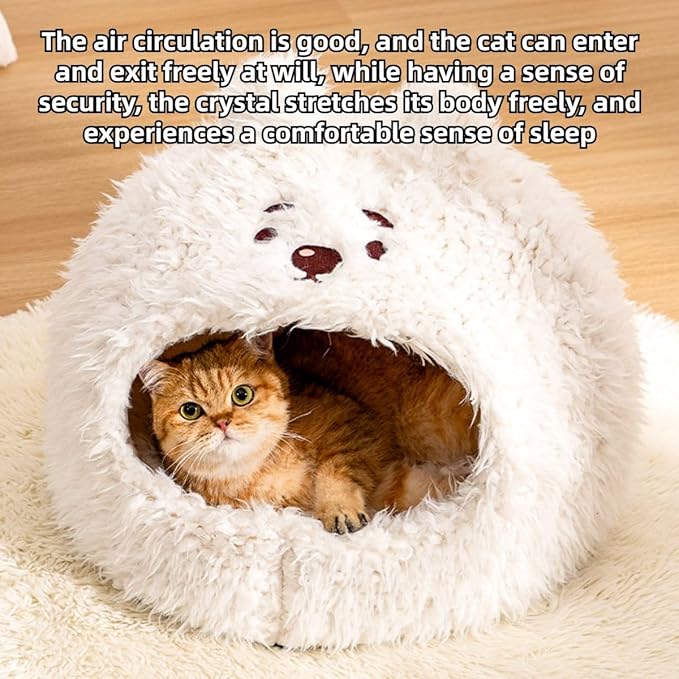 Animal Design Pet Bed Cat Dog Bed for Indoor Cats Pet Tent Cave with Removable Cushion Plush Half-Enclosed Warm House for Cats Small Dogs Kitten Puppy Sleeping (Alpacas,Large)