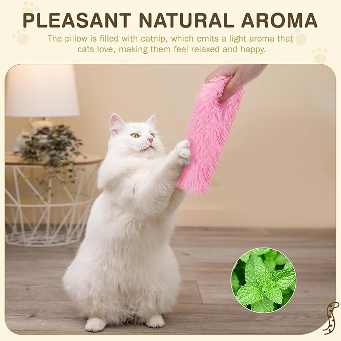 Cat Toys Cat Pillows Toys, 3 Pack Interactive Kicker Catnip Toys, Soft Durable Teething Chew Toy, Promote Exercise for Indoor (Green, Pink, Blue, 1)