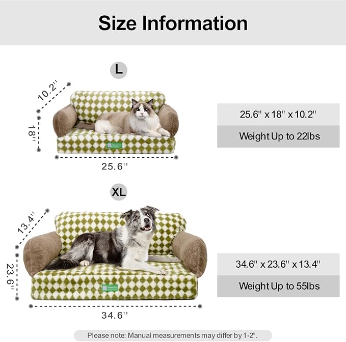 MEWOOFUN Cat Bed for Indoor Cats Orthopedic Dog Bed for Small Medium Dogs, Egg- Foam Pet Bed with Removable Washable Cover and Non-Slip Bottom (Medium, Green)