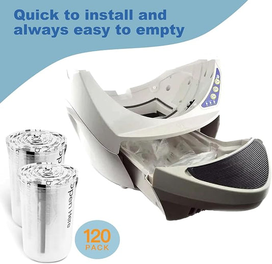 Replacement Waste Drawer Liners Compatible with Litter Bag Robot 3 4, 120 Count Waste Bags, 9-11 Gallons