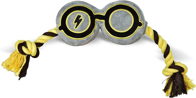 Harry Potter Glasses Rope Pull Pet Toy for Dogs with Squeakers, Chew and Tug Toy