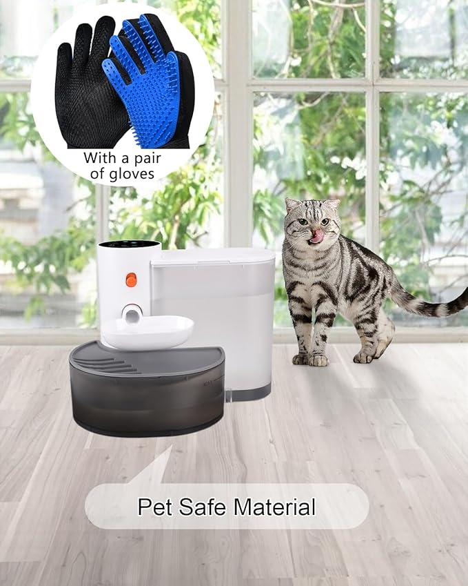 Smart Pet Water Fountain,Filterless Cat Water Fountain No Filter,Ultra Silent Cat Fountain,with a Pair of Pet Grooming Glove
