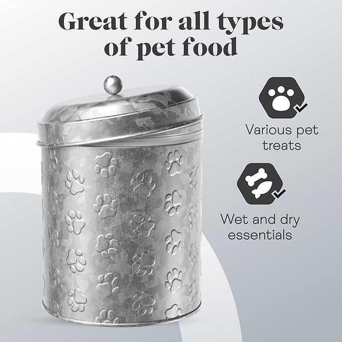 Amici Home Puppy Paws Galvanized Metal Food Canister (7CDI071)