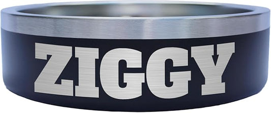 Custom Dog Bowl with Large Name - 304 Stainless Steel, Personalized Engraved, Nonslip, Custom Cat Bowl, Feeder, Pet Supplies, Food (Black, Small - 18oz)