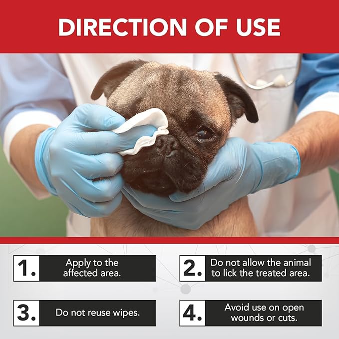 NOVEHA Pet Wipes - Formulated Pet Wipes - for Facial and Finger Folds, Underarms - 3" x 2" Size (450 Counts)