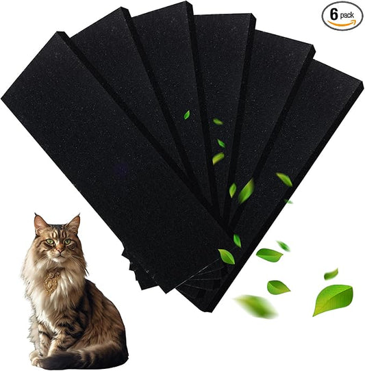 6 Pack Litter Box Filter, 10 x 3.5 Inch Charcoal Filters for Litter Robot 3 Cat Litter Box Replacement Activated Carbon Filter