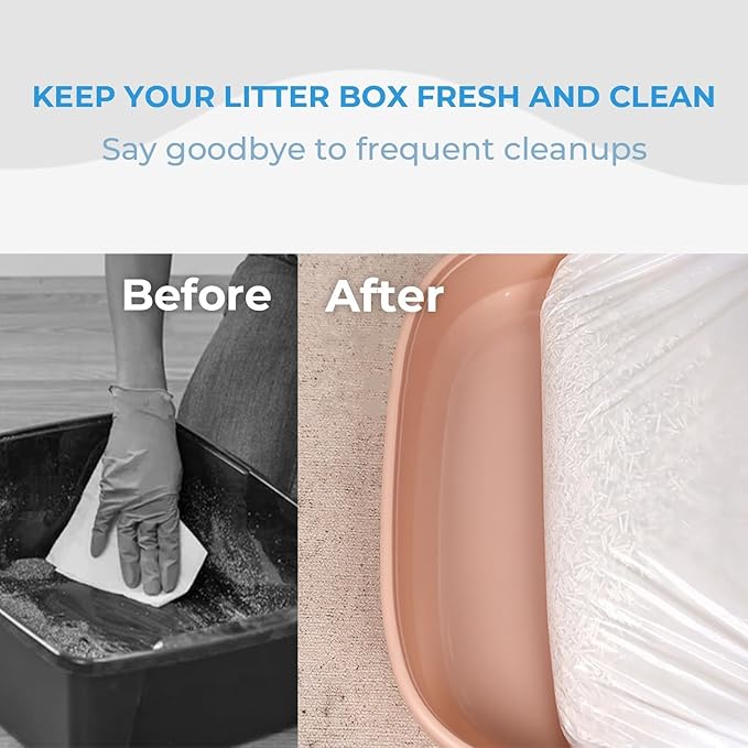 80 Pack Cat Litter Bags with Drawstring, Compatible with Litter-Robot 3/4 Heavy Duty Cat Litter Box Liners Waste Bags Replacement