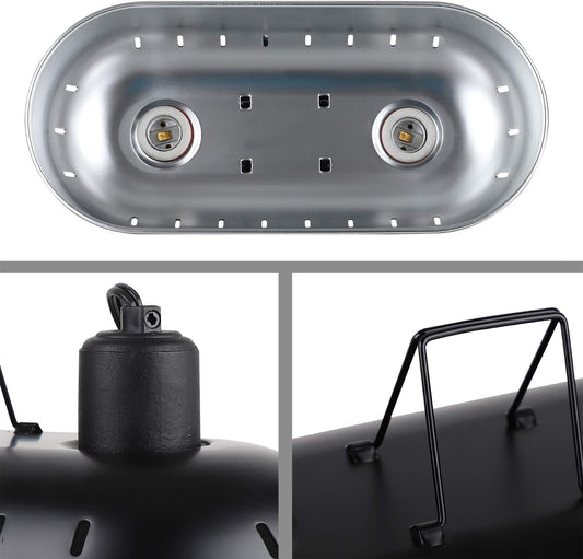 DXOPHIEX 15inch Dual Reptile Light Fixture, Max 150W Dual Reptile Heat Lamp with Separate Switches, Double Dome Lamp UVB Light Fixture for Bearded Dragon, Turtles, Snake and Lizard Terrarium