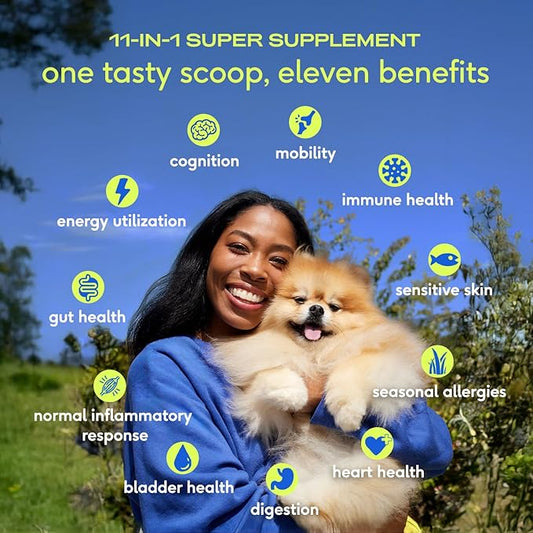 Native Pet Dog Vitamins & Supplements - 11-in-1 Multivitamin Powder for Dogs Food Topper - Collagen, Glucosamine, Probiotics, Omega & More- Supports Healthy Gut, Mobility & Overall Health -30 Scoops