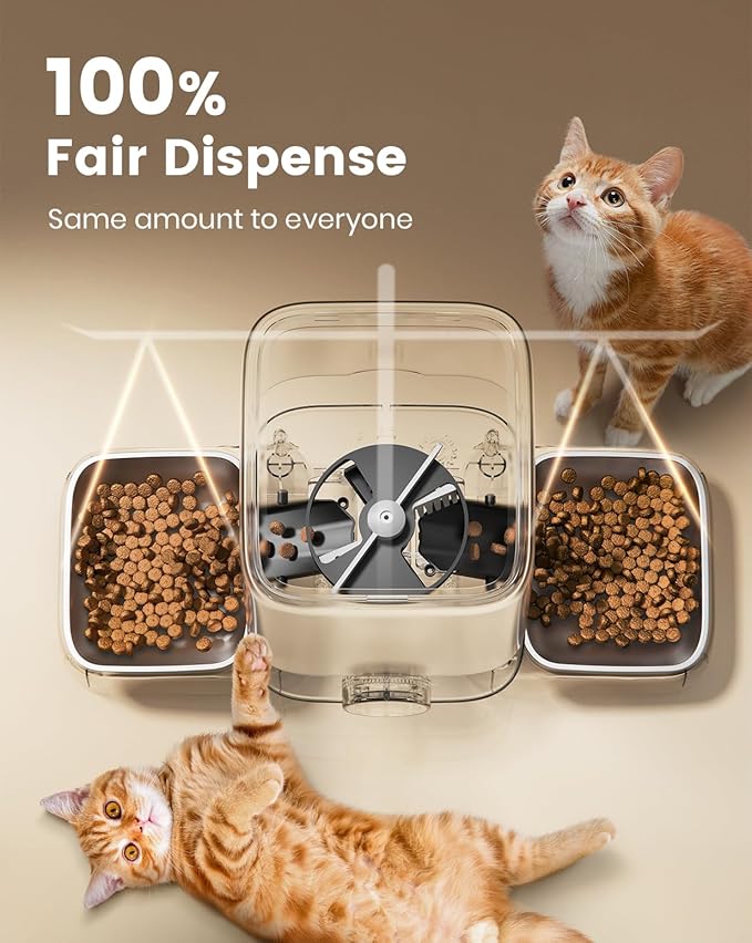 oneisall Automatic Cat Feeders 2 Cat, 20 Cups/5L Cats Auto Feeder, Automatic Cats Food Dispenser for Small Pets Indoor, Timed Pet Feeder for Dry Food