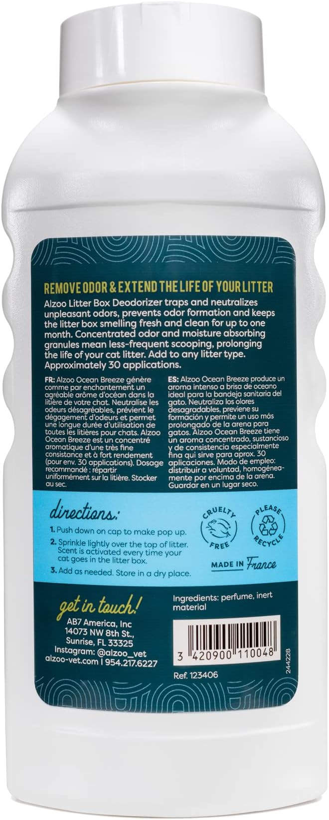 Cat Litter Deodorizer, Concentrated Granules Absorb & Help Neutralize Odors, Mineral-Based Active Ingredients, Up To 30 Uses, Ocean Breeze Scent, 26.6 Oz., Pack of 2