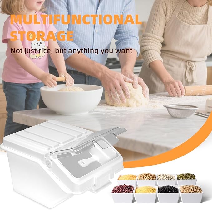 22LB Airtight Flour Storage Container With Scoop for Dry Food, Sugar, Baking Supplies,Rice.BPA Free Ingredient Storage Bin，Pet Food Storage Container Dog Cat Birds Food Bin (22 LB)