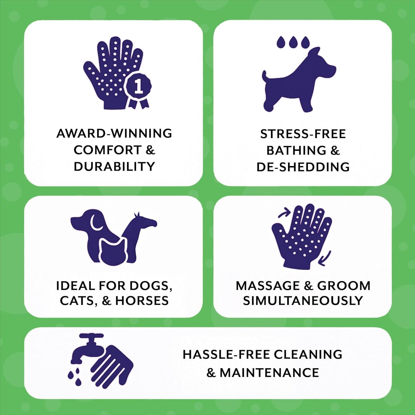 H HANDSON Pet Grooming Gloves - Patented #1 Ranked, Award Winning Shedding, Bathing, & Hair Remover Gloves - Gentle Brush for Cats, Dogs, and Horses (Blue, Small)