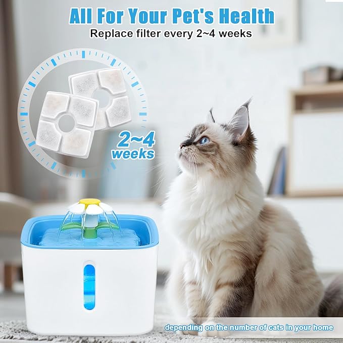 Cat Water Fountain Filter Replacement, 10 Pack Cat Fountain Filters Compatible with Top Square 84oz/2.5L Automatic Pet Fountain Dog Water Dispenser, 3 Filtration System Replacement Pet Filters
