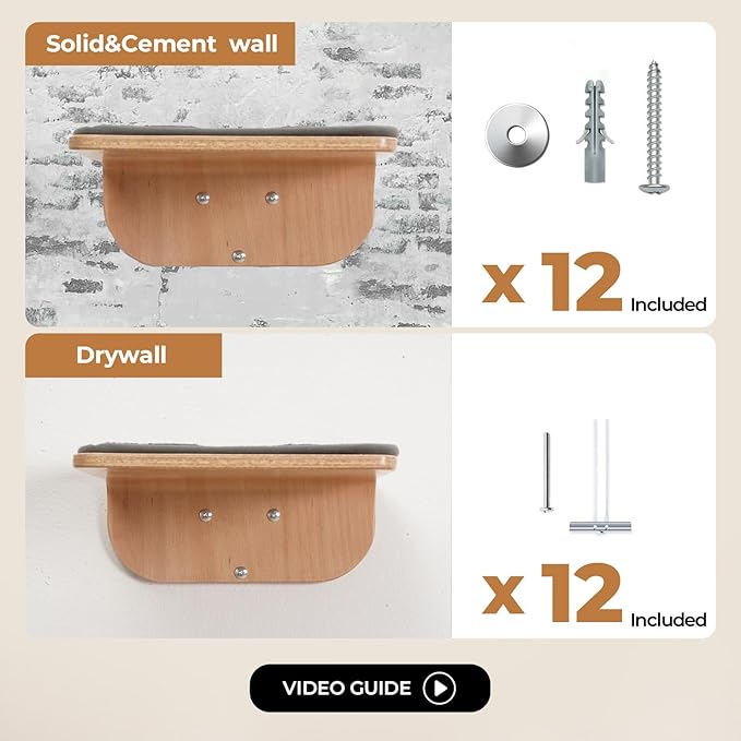 Cat Wall Shelves,Cat Wall Steps and Perch,Stairs,Ladders,Nest,Bed,Modern Wooden Floating Climbing Furniture for Hopping and Sleeping,with Scratching Cushion (4 Steps)