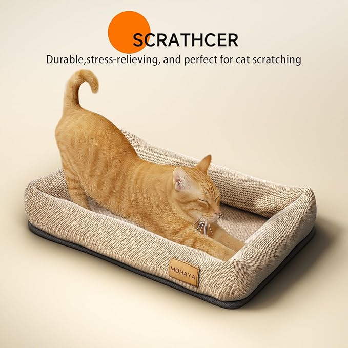 Jute Pet Bed-L, 2-in-1 Small Dog Bed & Scratch Pad – Breathable Jute & Cotton Dual-Layer Design, Eco-Friendly Lounger with Cooling Comfort for Summer – Washable, Durable, Non-Slip Base