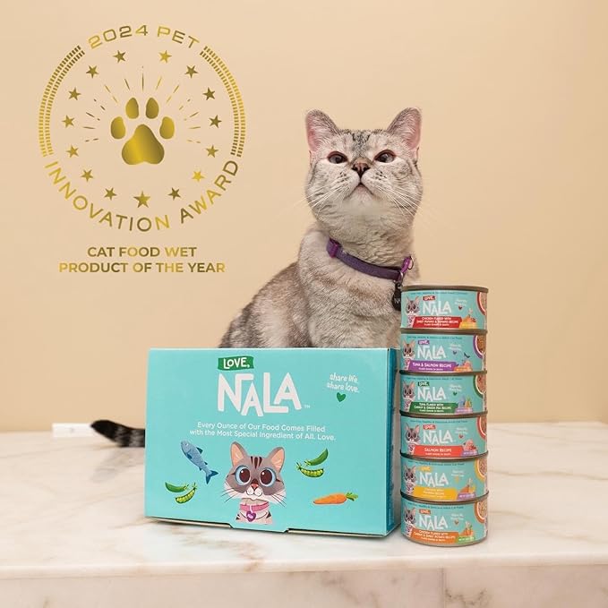 LOVE, NALA - Natural Adult Cat Wet Food - FLAKED Chicken with Carrot & Sweet Potato in Broth - Grain Free, Non-GMO, Lean Protein, Digestive Fiber Blend, Added Minerals & Vitamins - 12 Pack, 2.4 lbs.