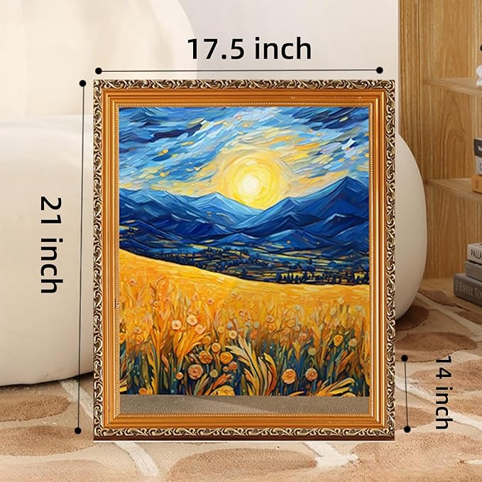 Oil Painting Cat House with Scratcher,Cat Bed Art Picture Frame Scratching Board Playing Tent Box, Assemble Kitty Couch Cave Condo Creative Pets Furniture - Kitty Living in Famous Painting (Field)