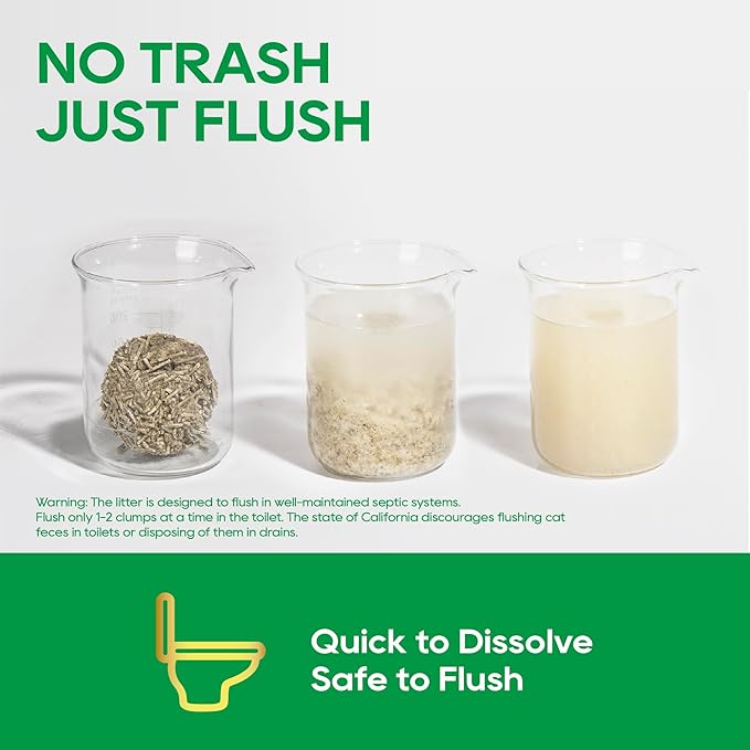 HoneyCare Tea Cat Litter | Natural Plant-Based Formula | Long-Lasting Odor Control | 99% Dust-Free & Low Tracking | Flushable Cat Litter | 24-lbs Value Pack (6 lbs x 4)