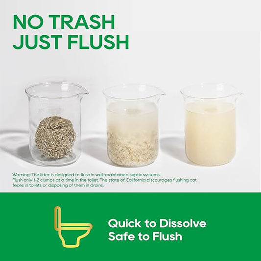 HoneyCare Tea Cat Litter | Natural Plant-Based Formula | Long-Lasting Odor Control | 99% Dust-Free & Low Tracking | Flushable Cat Litter | 6-lbs