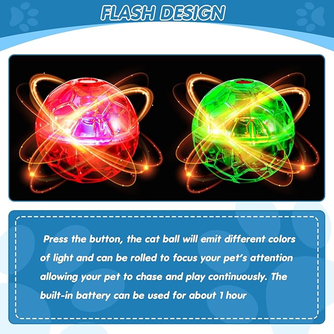 Frienda 4 Pieces Ghost Hunting Cat Ball Motion Light up Cat Balls LED Motion Activated Pet Ball Motion Light up Interactive Toys Pet Glowing Mini Running Exercise Ball Toys(Multicolored)
