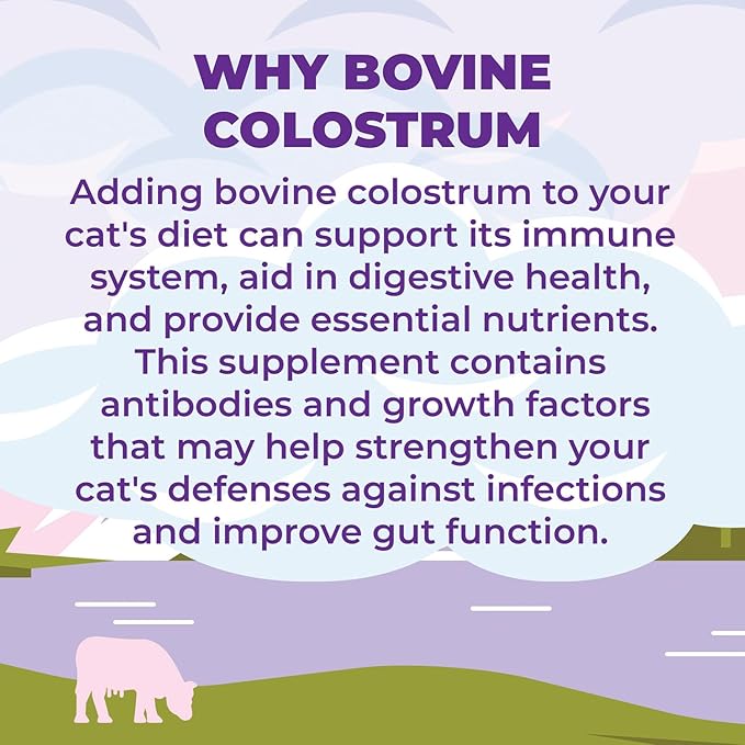 Zenapet Cat Colostrum Plus Superfood Supplement, 240 Day Supply Bovine Colostrum Powder, Cat Probiotic for Immune Support, Digestive Health, Allergy Relief, Joint Support, and Skin/Coat Health