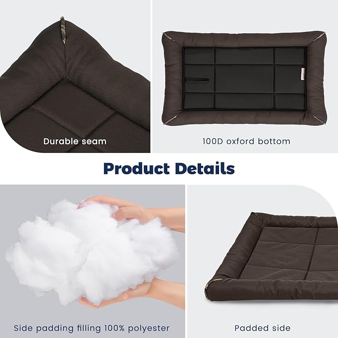 Miguel Oxford 900D Outdoor Waterproof Dog Bed for Metal Dog Crates Water-Resistant All Weather Pet Mat Durable Easy Wipe Clean Travel Indoor Outdoor Puppy Cat Crate Bed 30inch, Brown