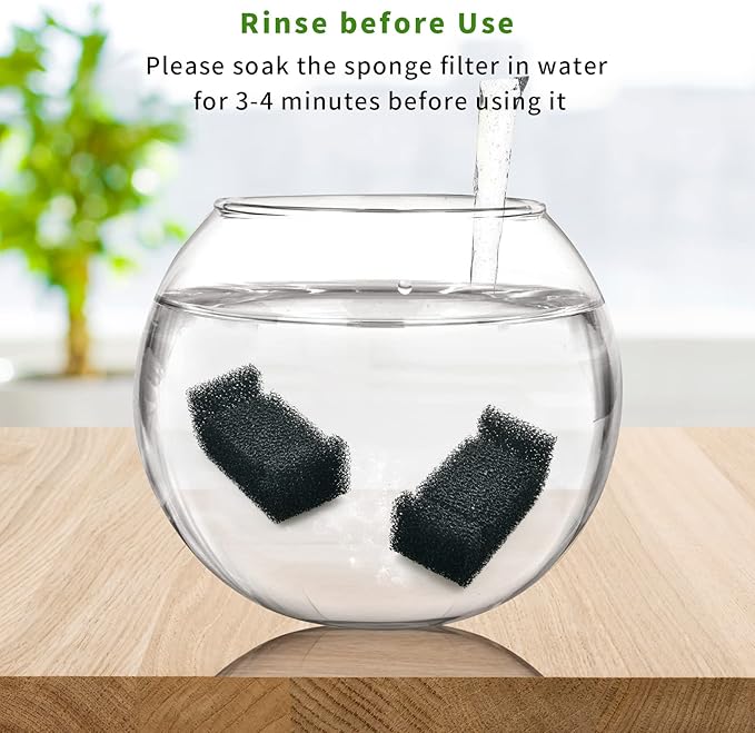 12 Pack Cat Water Fountain Sponge Filters, Replacement Foam Filters for 67oz/2L Pet Fountain 81oz/2.4L Stainless Steel Dog Drinking Fountain(Pump Not Included)