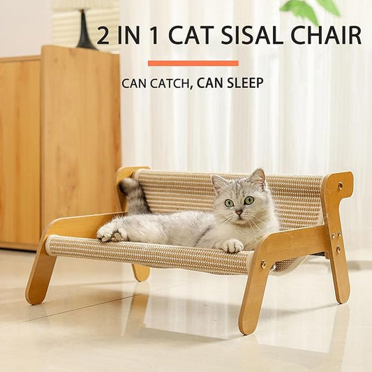 Mellowkin Cat Scratcher Couch, Double-Layer Lounger Cat Scratcher, The Claw Lounge, 2-in-1 Cats Scratch Pad and Lounger, Wear Resistant Scratching Sisal Chair for Indoor Cats (B)