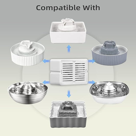 16 Pack Cat Fountain Filter Replacement, Triple Cupcake Cat Fountain Filters, 16 Pet Fountain Carbon Filters and 4 Foam Filters for Ceramic Cat Water Fountain