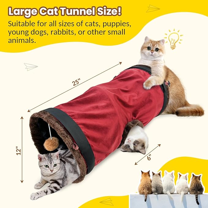 Cat Tunnel, Hangable Cat Tube, Indoor Cat Toy, Collapsible Cat Play Tunnel with Balls, Interactive Cat House for Kitty, Kitten, Rabbit, Puppy