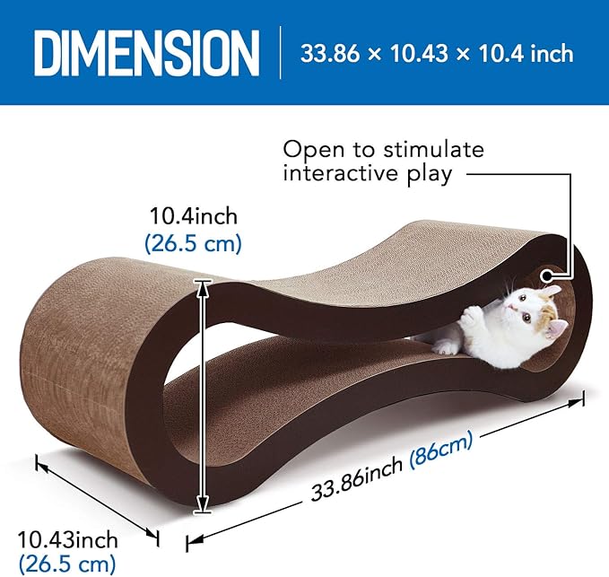 FluffyDream Cat Scratcher Cardboard, Scratching Pad House Bed Furniture Protector, Infinity Shape, Curved