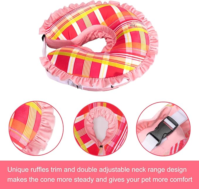 CuteBone Inflatable Cat Cone to Stop Licking After Surgery-Double Adjustable Neck Range P23SO00103S