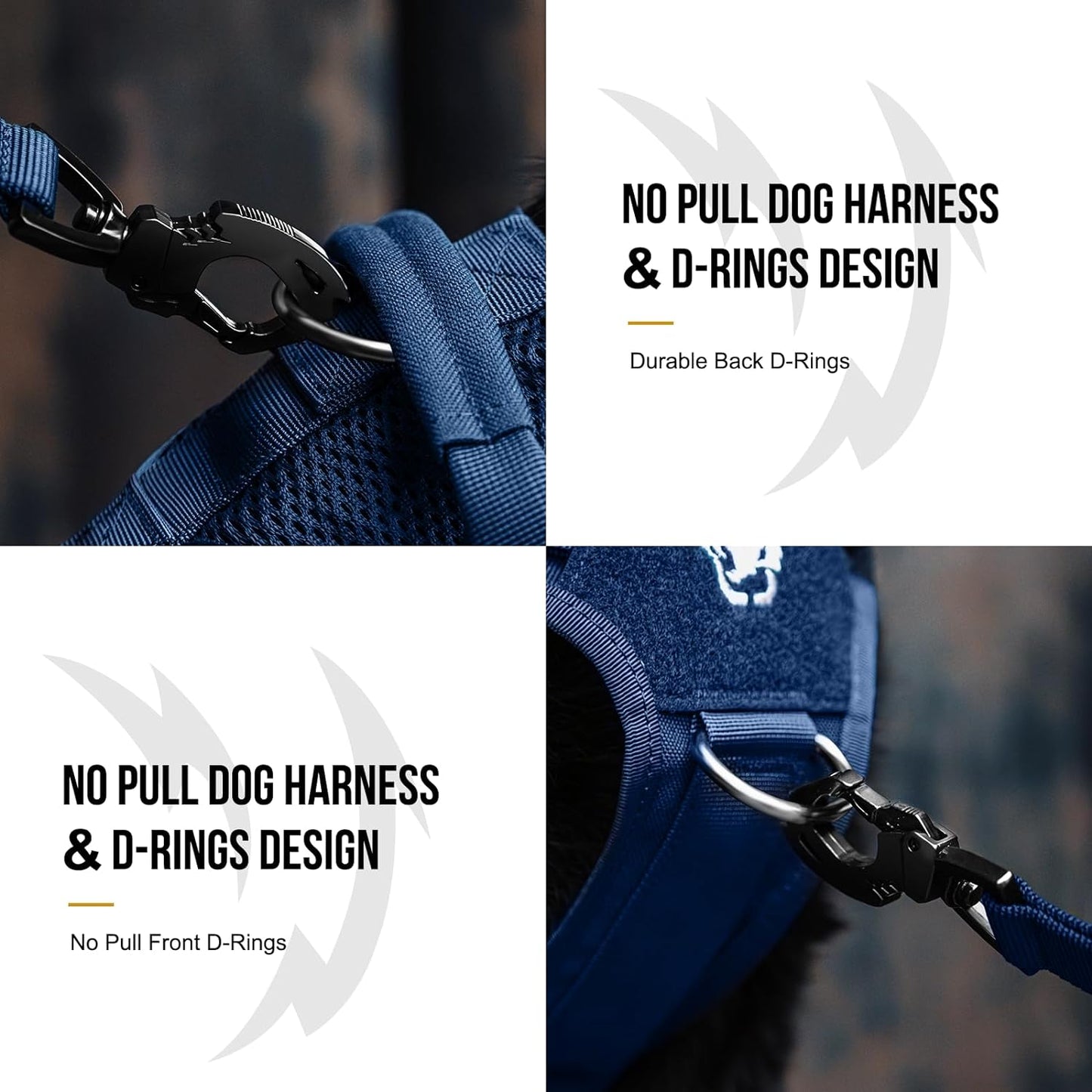 OneTigris Tactical Dog Harness for Small Medium Large Dogs, Mesh Design Service Dog Vest Breathable Military Dogs Molle Vests with Handles, Harness for Walking Hiking Training (Blue, XL)