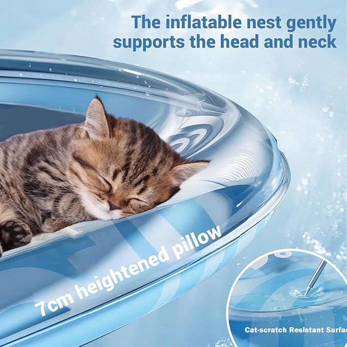 DHorse Pet Water Bed,Thickened Sensory Water Playmat for Dogs Cats with Fish Toys,Cooling Mat,Puncture Proof Cooling Mat,Washable Inflatable Playmat,Summer Indoor Interactive Pet Toys (Blue A,Medium)