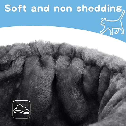 Cozy Cat Tree Hammock for Large Cats With Deep Basket - Add On Attachment Design for Cat Tower, Replacement Extra Large (12.4") (Grey)