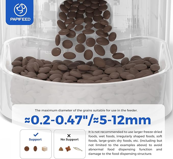 PAPIFEED Automatic Cat Feeder 3L, 2.4G WiFi Auto Pet Food Dispenser for Cats and Small Dogs, Timed Cat Feeder Programmable Portion Size with APP Control & Alexa 1-10 Meals Per Day (White)