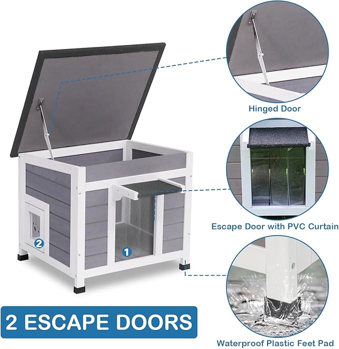 Outdoor Cat House Feral Cat Enclosure Cat House Weatherproof for Winter Outdoor Cats